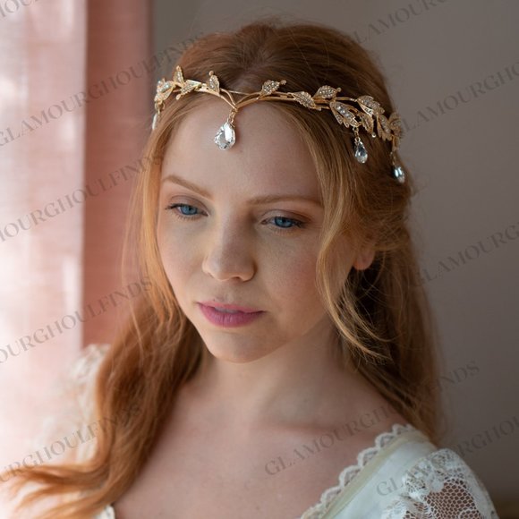 Fairy Crown, Elven Headband, Renaissance Faire Hair accessory, forehead tiara - Picture 1 of 13